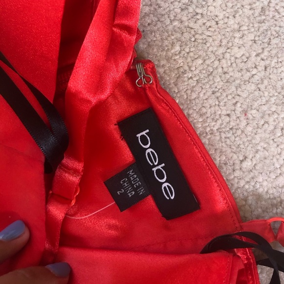 Red Bebe high low woven dress - Picture 2 of 2